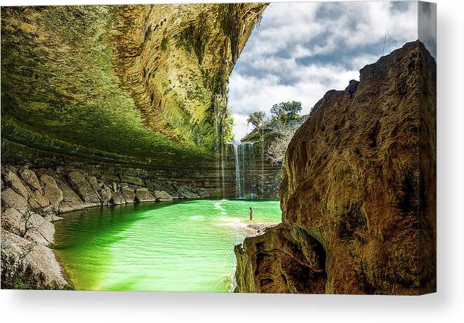 Geological Canvas Print featuring the photograph Hamiltons Pool by Scott Cordell