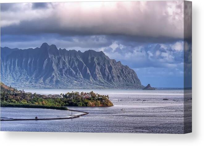 Hawaii Canvas Print featuring the photograph He'eia Park and Fish pond by Dan McManus