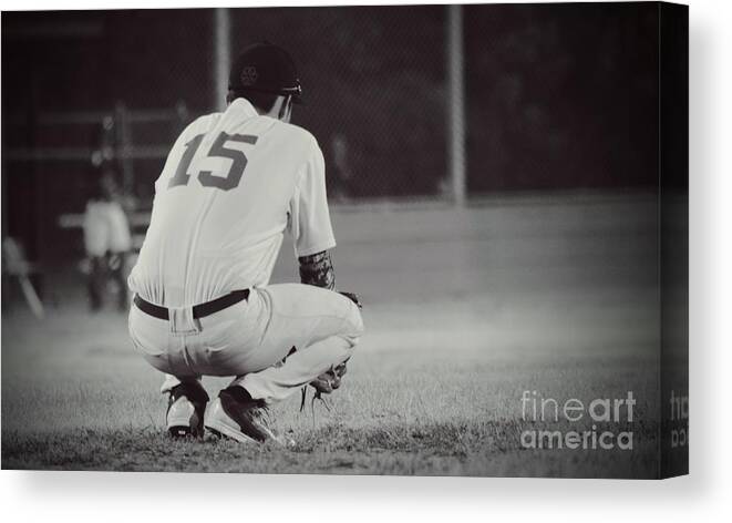 Baseball Canvas Print featuring the photograph Hunker Down by Leah McPhail