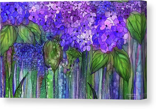 Carol Cavalaris Canvas Print featuring the mixed media Hydrangea Bloomies 3 - Purple by Carol Cavalaris