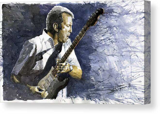Eric Clapton Canvas Print featuring the painting Jazz Eric Clapton 1 by Yuriy Shevchuk