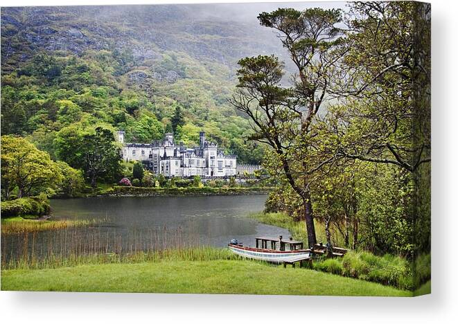 Kylemore Abby Canvas Print featuring the photograph Kylemore Castle in Spring by Jill Love