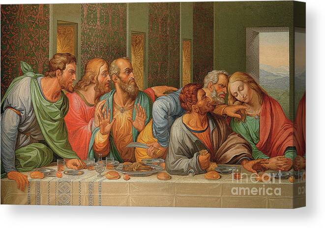 Last Supper Canvas Print featuring the painting Last Supper by Giacomo Raffaelli