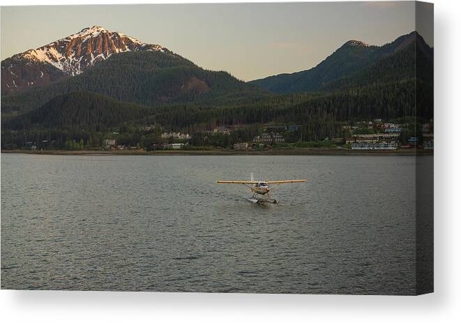 Float Plane Canvas Print featuring the photograph Late Landing by Kristopher Schoenleber