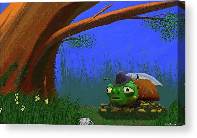 Mr Bug Canvas Print featuring the digital art Lonely Mr Bug by Ken Morris