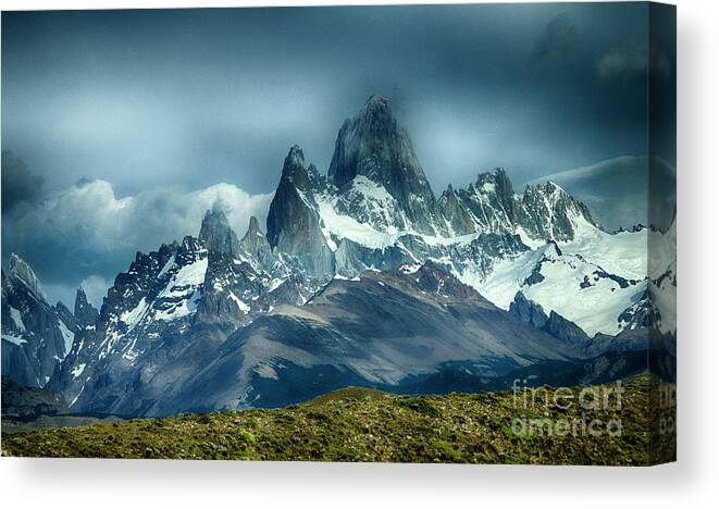 Argentina Canvas Print featuring the photograph Mount Fitzroy Massif Patagonia by Bob Christopher