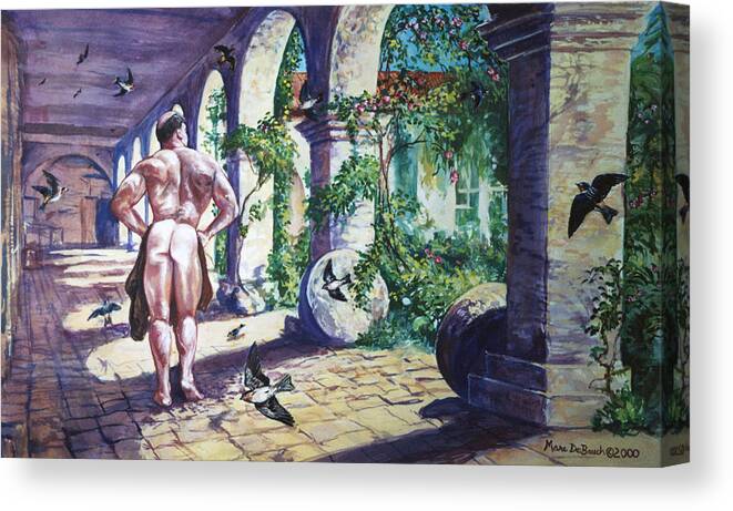 Cloisters Canvas Print featuring the painting Naked in the Cloisters by Marc DeBauch