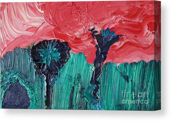 Dark Flower Canvas Print featuring the painting Night flower by Francesca Mackenney