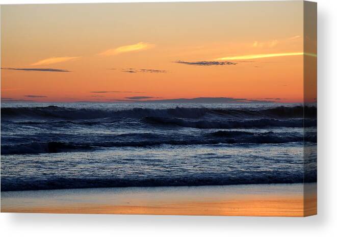 Ocean Sunset Canvas Print featuring the photograph Ocean Sunset at Cape Disappointment State Park by Christy Pooschke