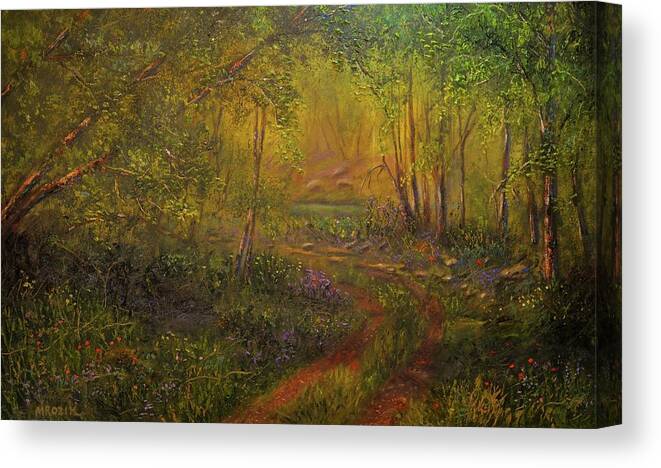 Landscape Canvas Print featuring the painting Offroad Drive to the lake by Michael Mrozik