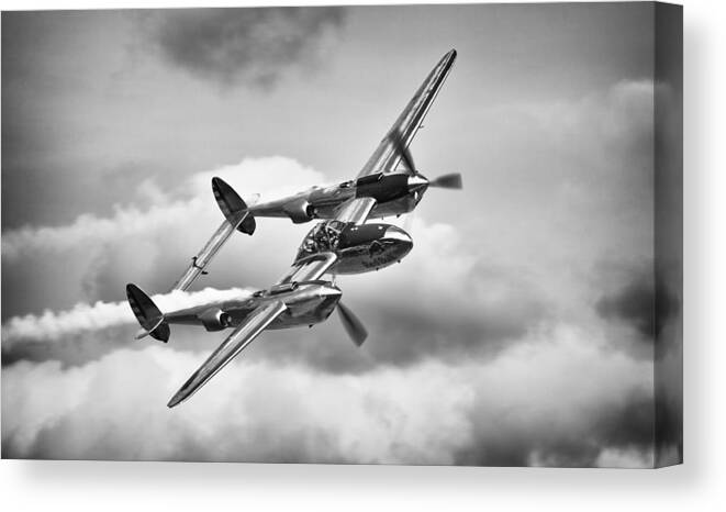 P38 Canvas Print featuring the photograph P-38 Lightning by Ian Merton