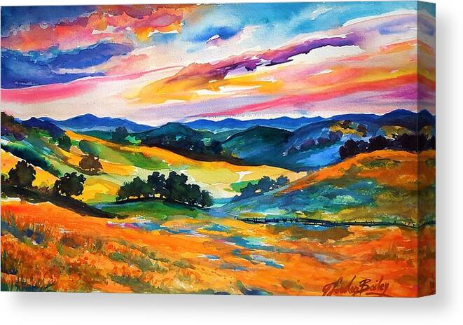 Yokohl Valley Rd Canvas Print featuring the painting Pastoral Poppies on Yokohl Valley by Tf Bailey