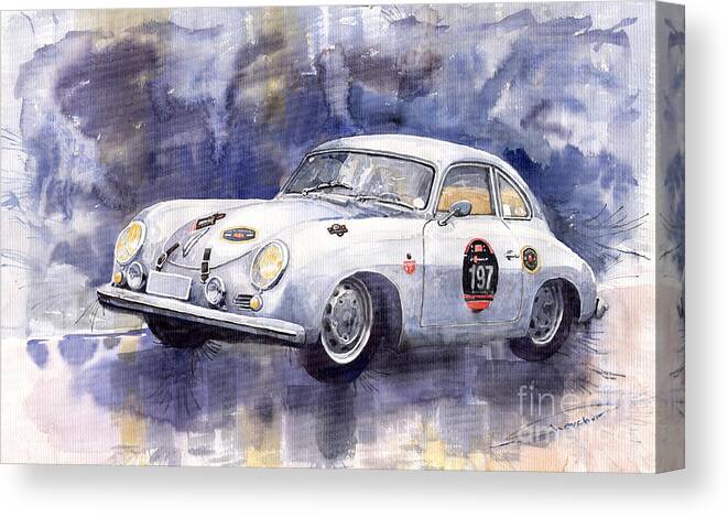 Shevchukart Canvas Print featuring the painting Porsche 356 Coupe by Yuriy Shevchuk