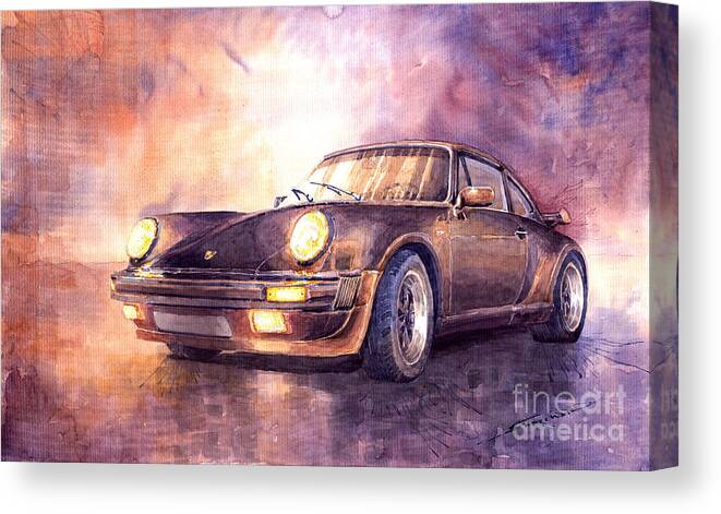 Shevchukart Canvas Print featuring the painting Porsche 911 Turbo 1979 by Yuriy Shevchuk