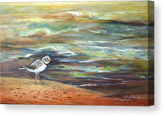 Sandpiper Canvas Print featuring the painting Sandpiper by Jo Smoley