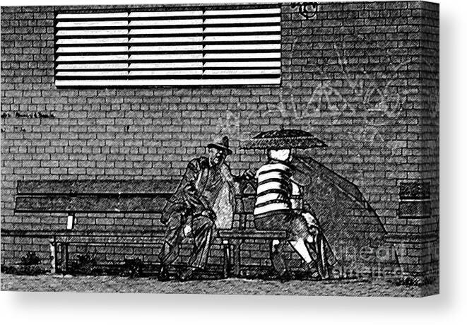 People On Bench Canvas Print featuring the photograph Smooth Operator by Jeff Breiman