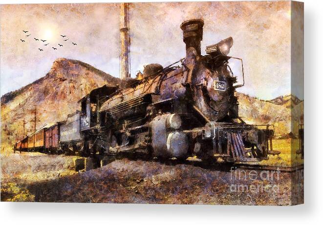 San Juan Mountains Canvas Print featuring the digital art Steam Locomotive by Ian Mitchell