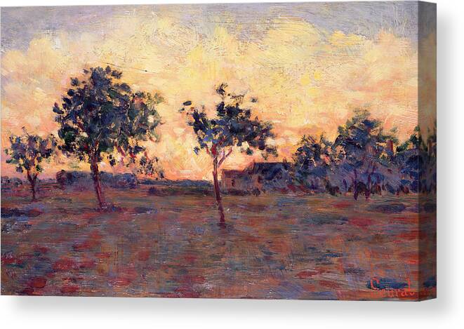 Seurat Canvas Print featuring the painting Sunset by Georges Pierre Seurat