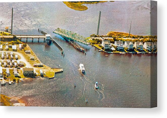 Topsail Canvas Print featuring the photograph Surf City Swing Bridge by Betsy Knapp