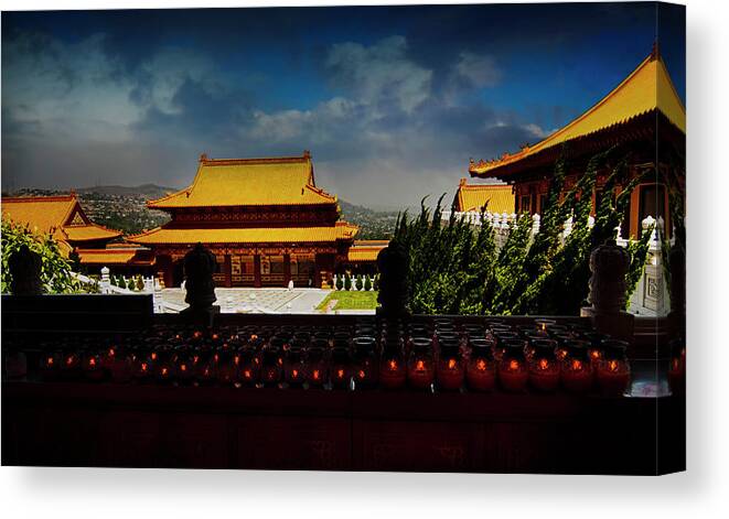 Architecture Canvas Print featuring the photograph Temple Candles by Joseph Hollingsworth