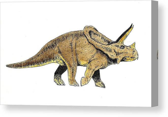 Dinosaur Canvas Print featuring the painting Triceratops by Michael Vigliotti