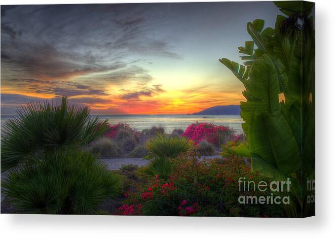 Hdr Process Canvas Print featuring the photograph Tropical Paradise Sunset by Mathias 