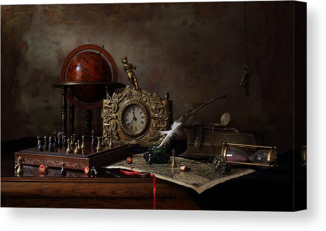 Dark Canvas Print featuring the photograph Still Life With Chess #1 by Andrey Morozov