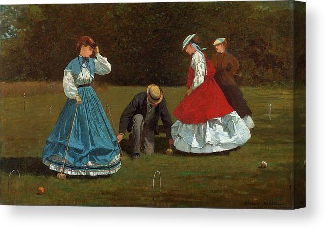 Croquet Canvas Print featuring the painting Croquet Scene by Winslow Homer