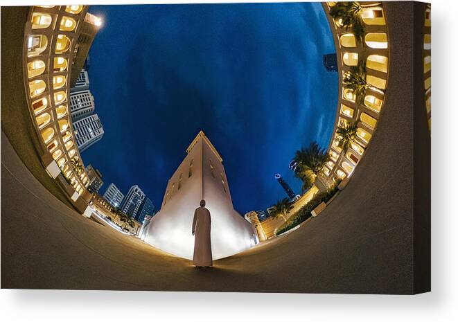 Urban Canvas Print featuring the photograph Al Hoson Palace by Yousif Albadi