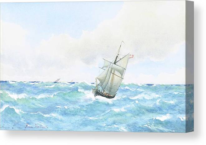 Sea Canvas Print featuring the painting Anna Palm 1859-1924 From Kattegat by Celestial Images