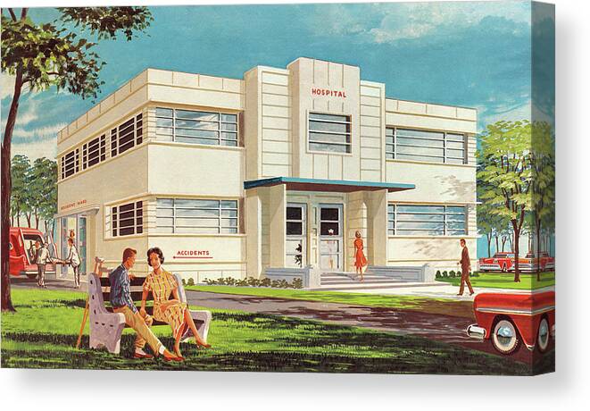 Architecture Canvas Print featuring the drawing Art Deco Hospital by CSA Images
