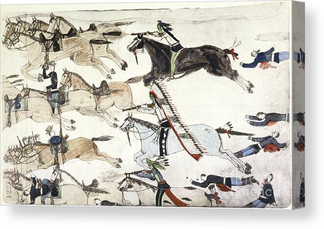 Horse Canvas Print featuring the drawing Battle Of Little Bighorn, Montana, Usa by Print Collector