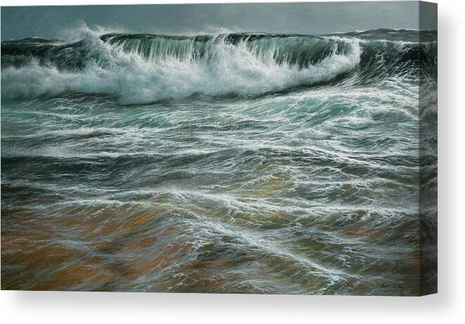 Hans Saele Canvas Print featuring the painting Breaking Wave by Hans Egil Saele