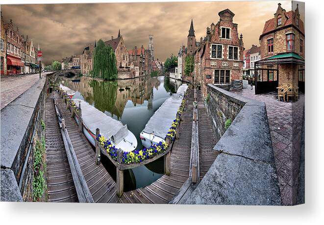Belgium Canvas Print featuring the photograph Canals Of Bruges by Domingo Leiva