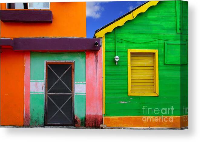 Country Canvas Print featuring the photograph Colorful Caribbean Houses Tropical by Lunamarina