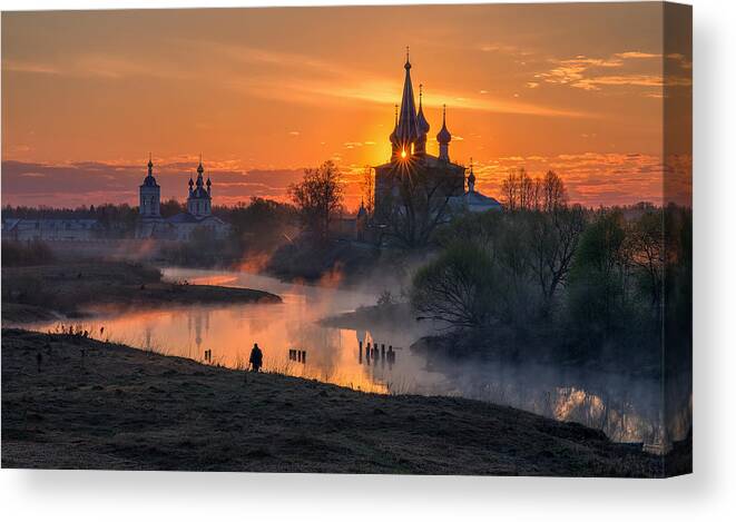 Russia Canvas Print featuring the photograph Dawn In Dunilovo by Sergey Davydov