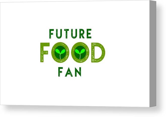  Canvas Print featuring the drawing Future Food Fan centered - two greens by Charlie Szoradi