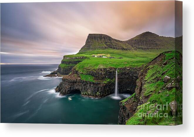 Country Canvas Print featuring the photograph Gasadalur Village And Its Iconic by Nick Fox