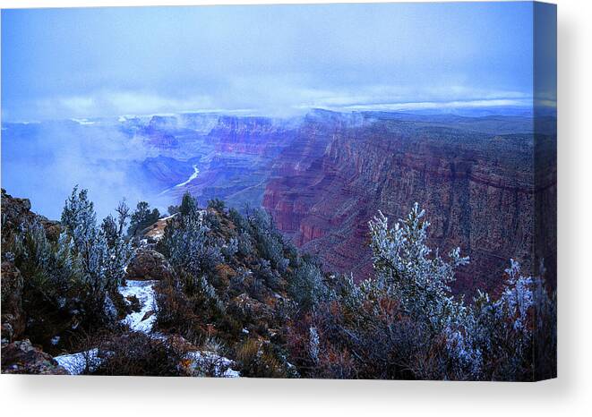 Grand Canyon Canvas Print featuring the photograph Grand Canyon Winter Scene by Chance Kafka