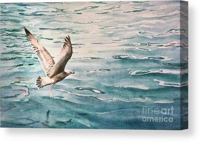 Mer Canvas Print featuring the painting La Mouette by Francoise Chauray