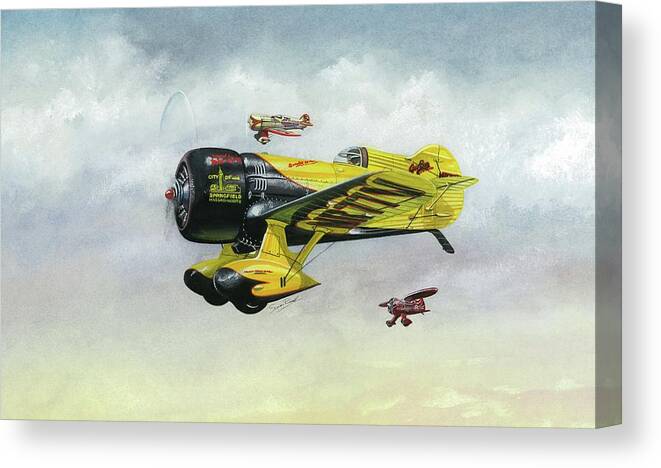 Granville Canvas Print featuring the painting Lowell Bayle's Gee Bee by Simon Read