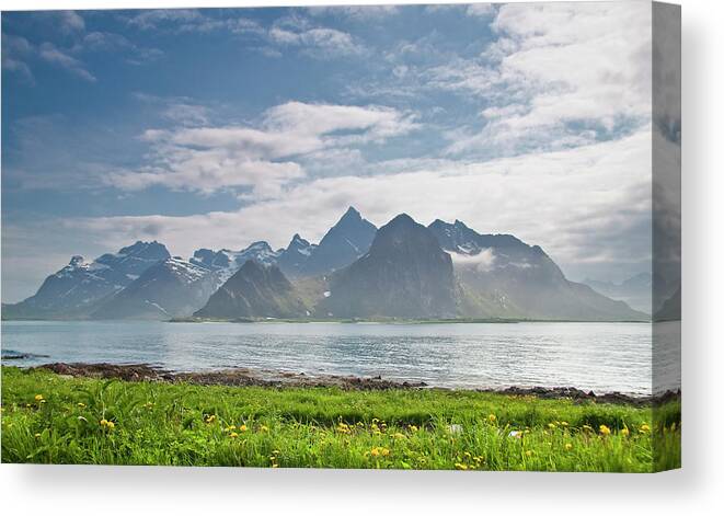 Scenics Canvas Print featuring the photograph Mighty Mountains Of Lofoten Islands by Harri Jarvelainen Photography