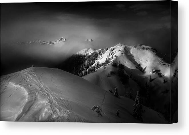 Winter Canvas Print featuring the photograph Misty Mountains by Ales Krivec