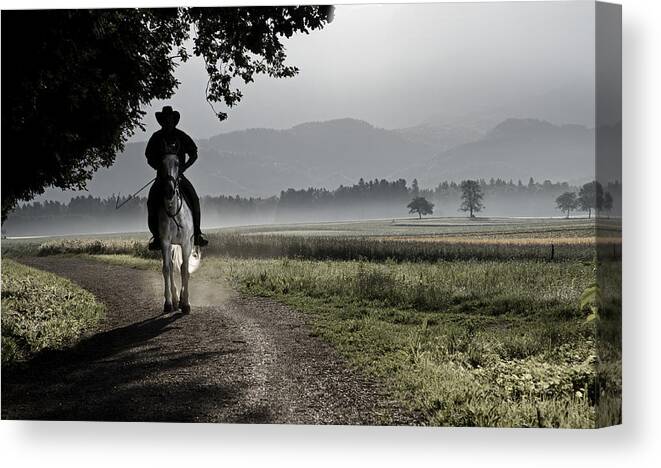 Everyday Canvas Print featuring the photograph Mysterious Horseman by Milan Malovrh