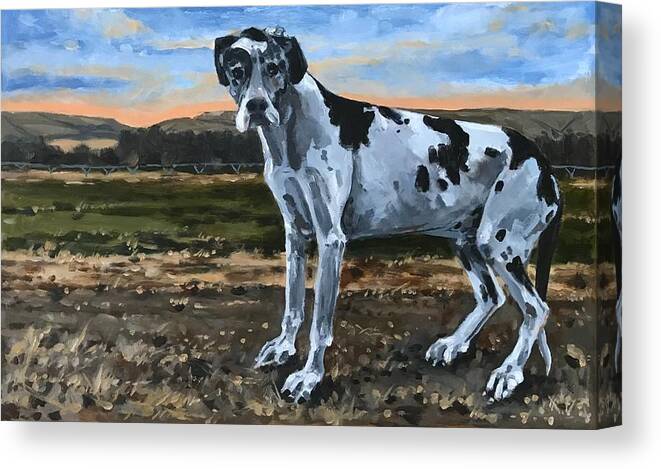 Dog Canvas Print featuring the painting Scooby by Les Herman