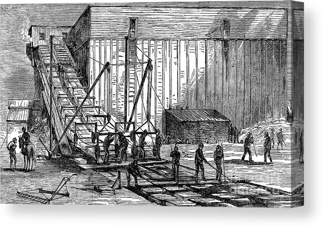 Working Canvas Print featuring the drawing Steam-powered Ice Elevator, Hudson by Print Collector