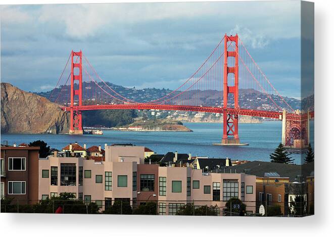 San Francisco Canvas Print featuring the photograph Sunset San Francisco Bay Golden Gate by Stickney Design
