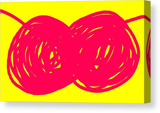 Two Canvas Print featuring the mixed media Two Red Cherries by Ize Barbosa DIAMOND IS FOREVER