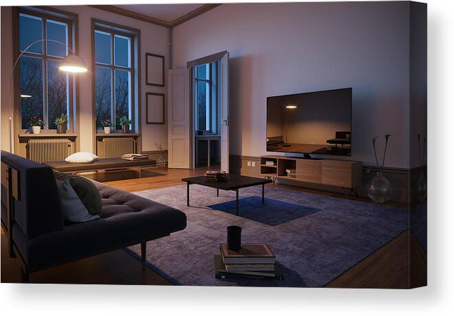 Art Canvas Print featuring the photograph Scandinavian Style Living Room Interior #1 by Eoneren