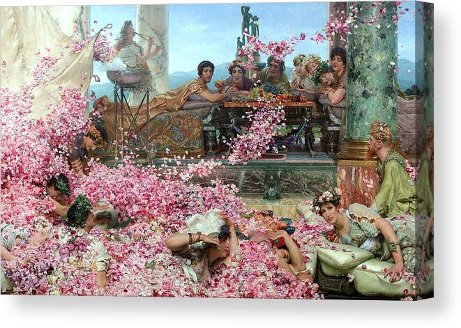 Lawrence Alma-tadema Canvas Print featuring the painting The Roses of Heliogabalus by Lawrence Alma-Tadema by Mango Art
